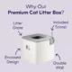 Product Litter Genie, Premium Top Entry Cat Litter Box with Scoop, White/Gray