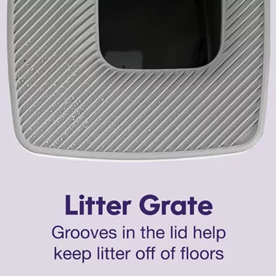 Product Litter Genie, Premium Top Entry Cat Litter Box with Scoop, White/Gray