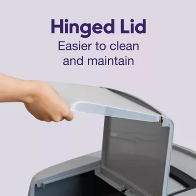 Product Litter Genie, Large Portable Enclosed Cat Litter Box with Scoop & Handle, Gray/Black