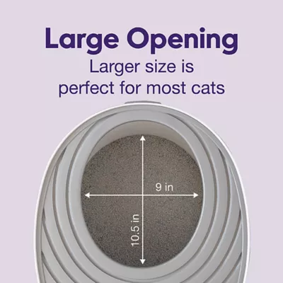 Product Litter Genie, Round Top Entry Cat Litter Box with Scoop, White/Gray