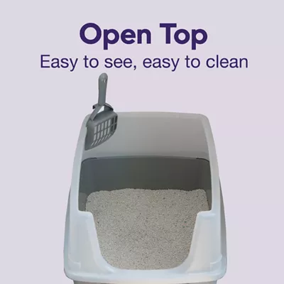 Product Litter Genie, Open Top Cat Litter Box with Scoop, Gray