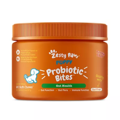Product Zesty Paws Puppy Probiotic Bites for Dogs, Pumpkin, 90 Count