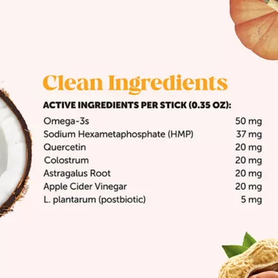 Product Pet Honesty Allergy Support Fresh Sticks for Dogs, Pumpkin Peanut Butter Flavored, 30 Count