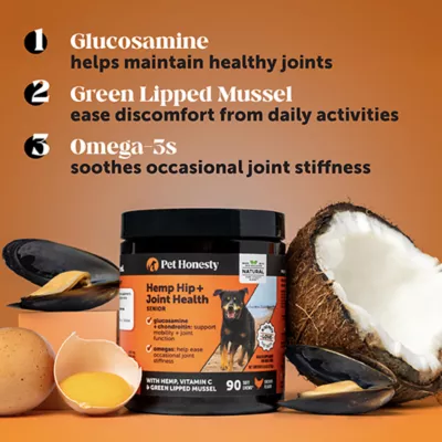 Product Pet Honesty Hemp Hip & Joint Health for Senior Dogs, Chicken Flavored Soft Chews, 90 Count