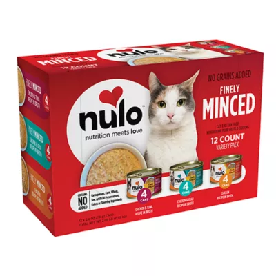 Product Nulo Finely Minced Cat & Kitten Wet Food - Grain Free, Whole Protein, 12 Count Variety Pack