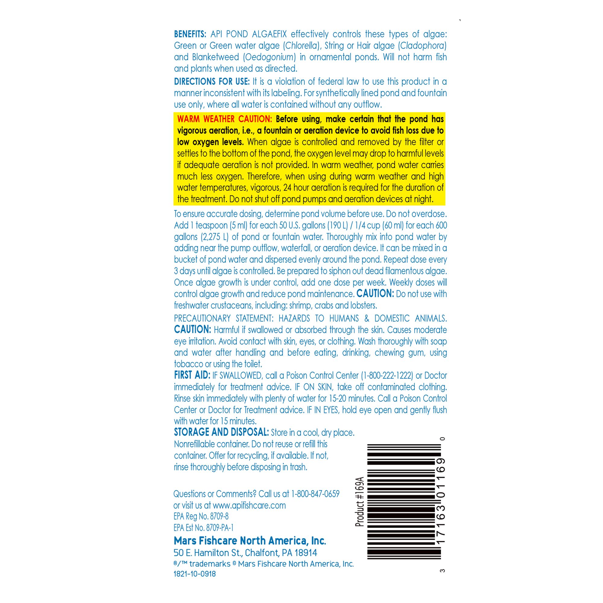 API® PondCare® Algaefix Pond Water Conditioner Algae Control for Koi Ponds - thumbnail 2