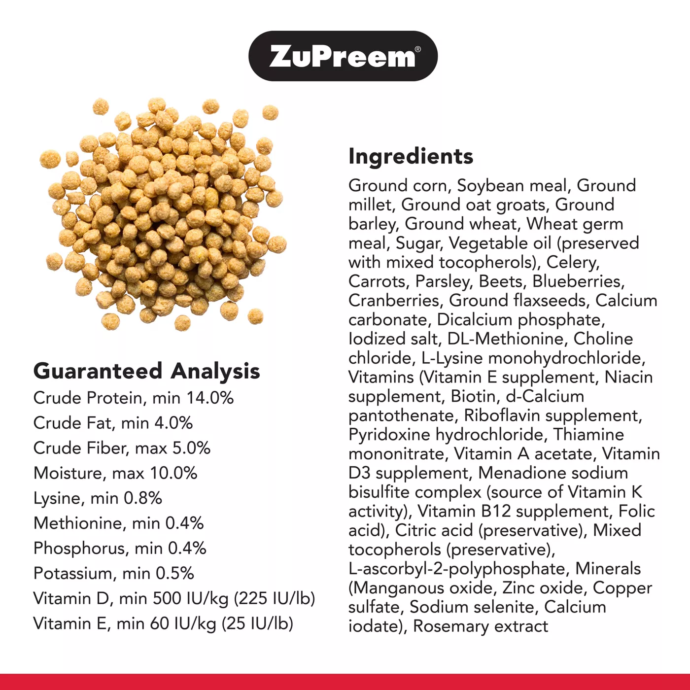 Product ZuPreem® Natural Medium Bird Food