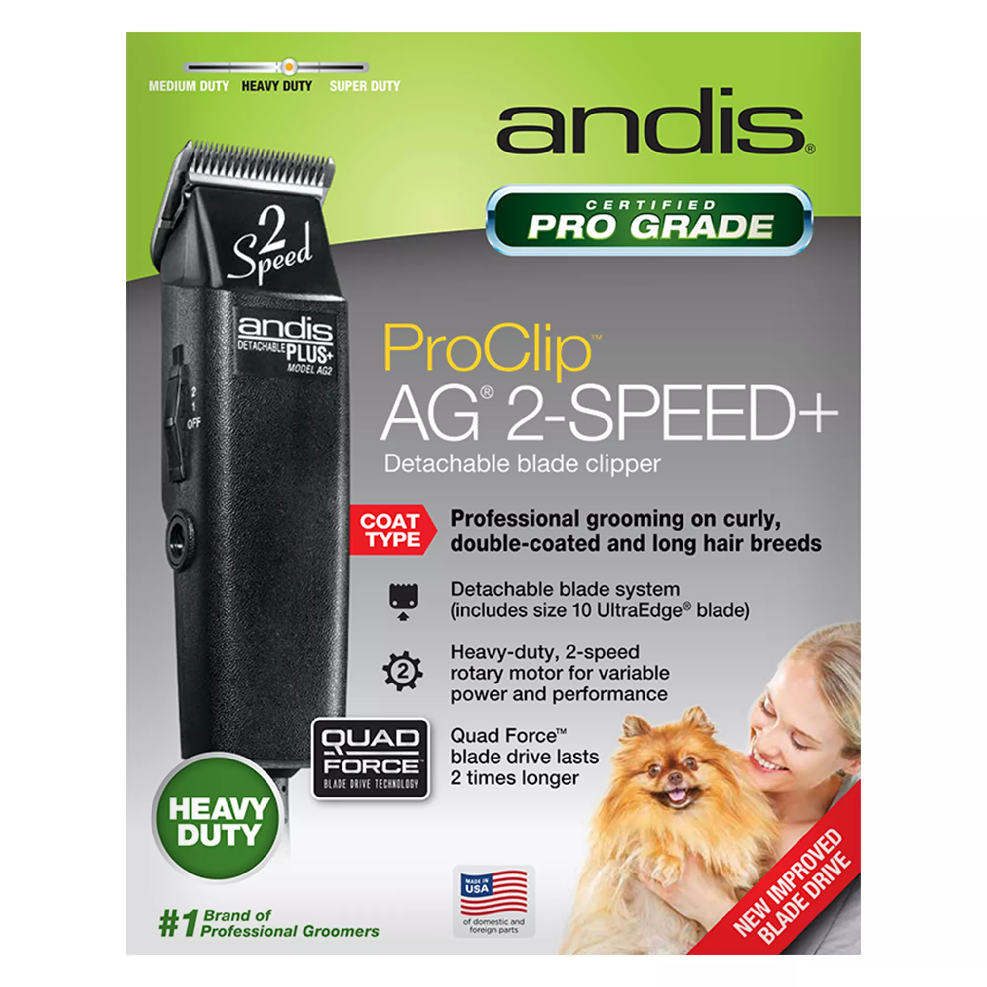 Andis® ProClip&trade; AG® 2-Speed+ Detachable Blade Pet Hair Clipper