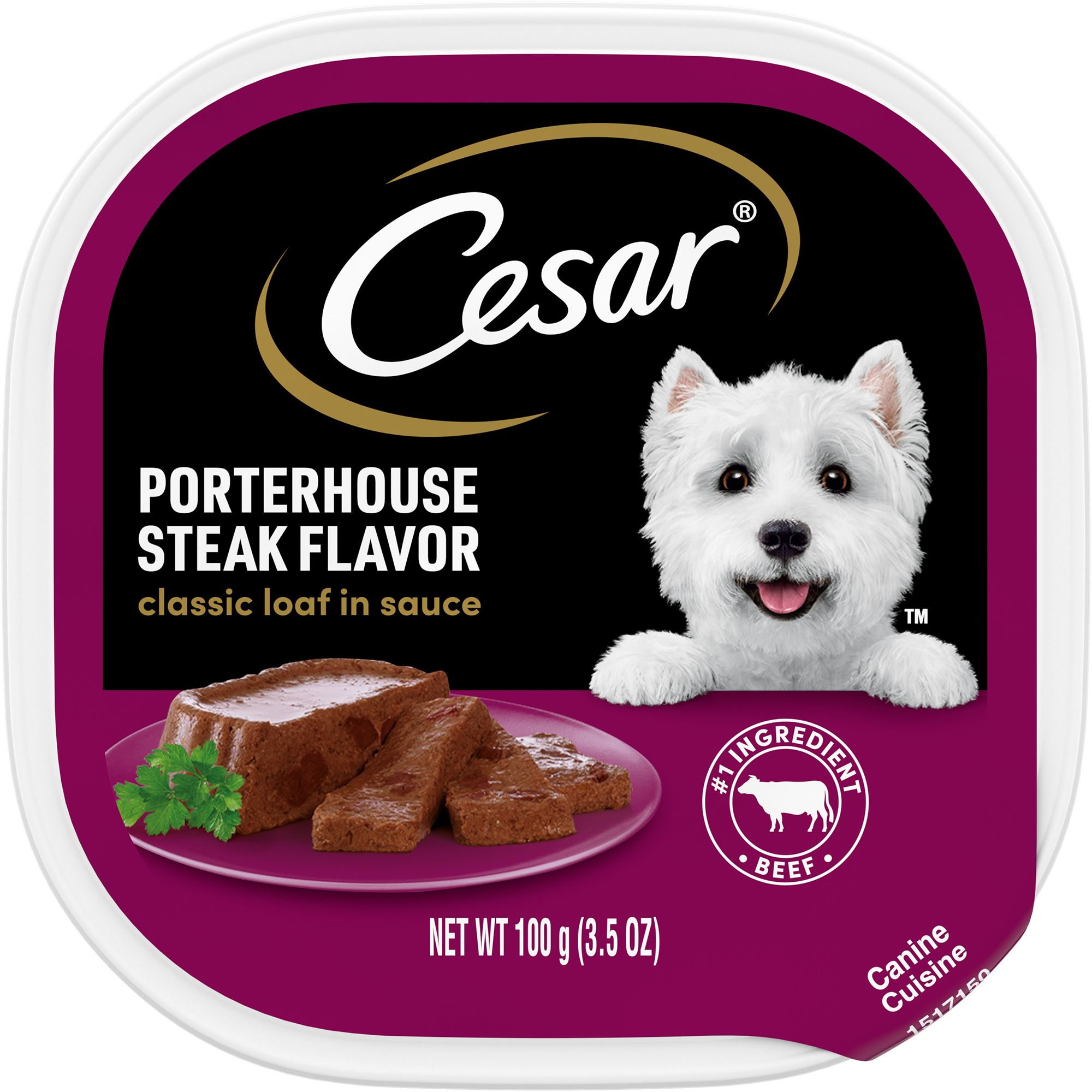 Cesar Porterhouse Steak Flavor in Sauce Wet Dog Food 3.5 oz