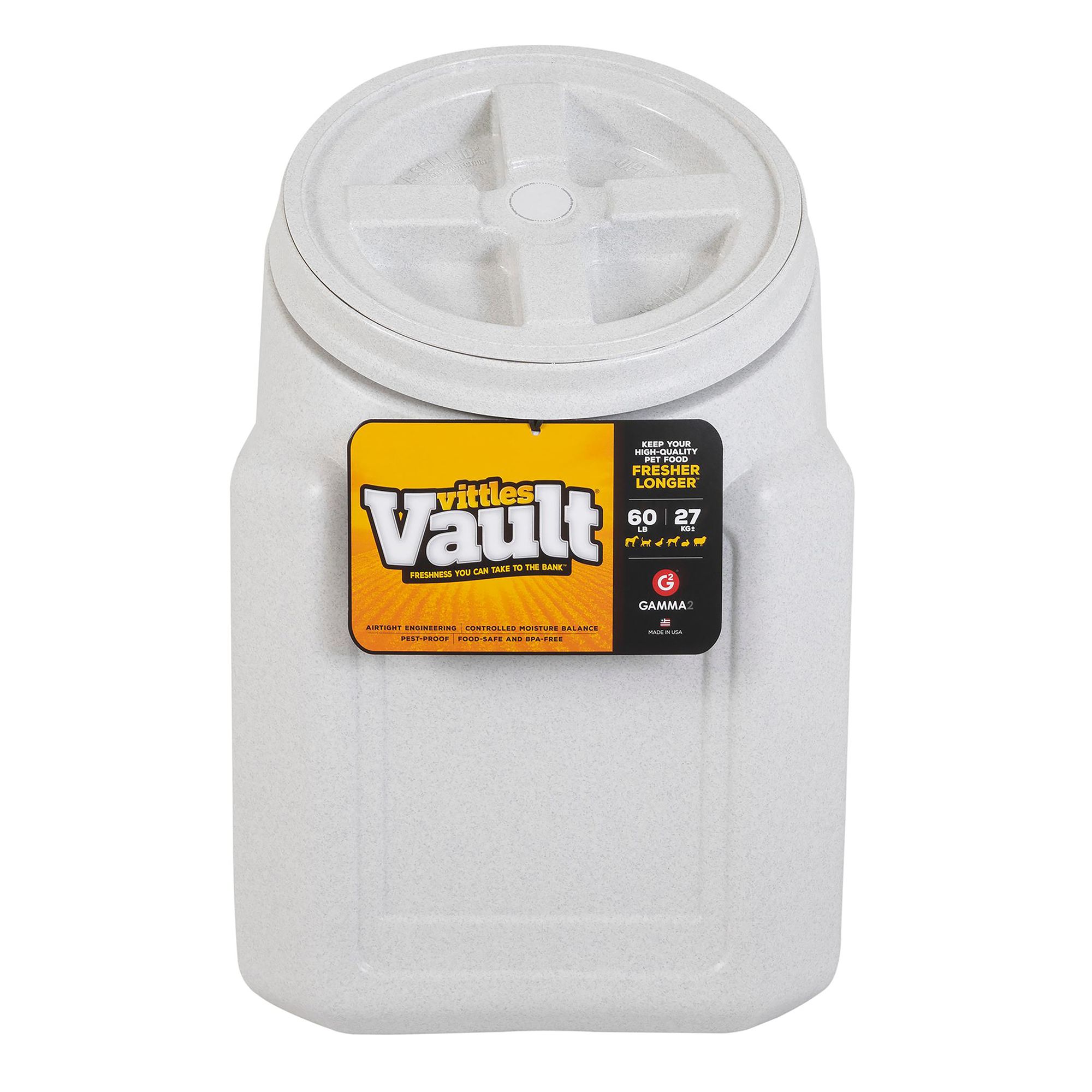Gamma2 Vittles Vault Dog Food Storage Container – 25 Lb Capacity, Gray, BPA-Free Polyethylene