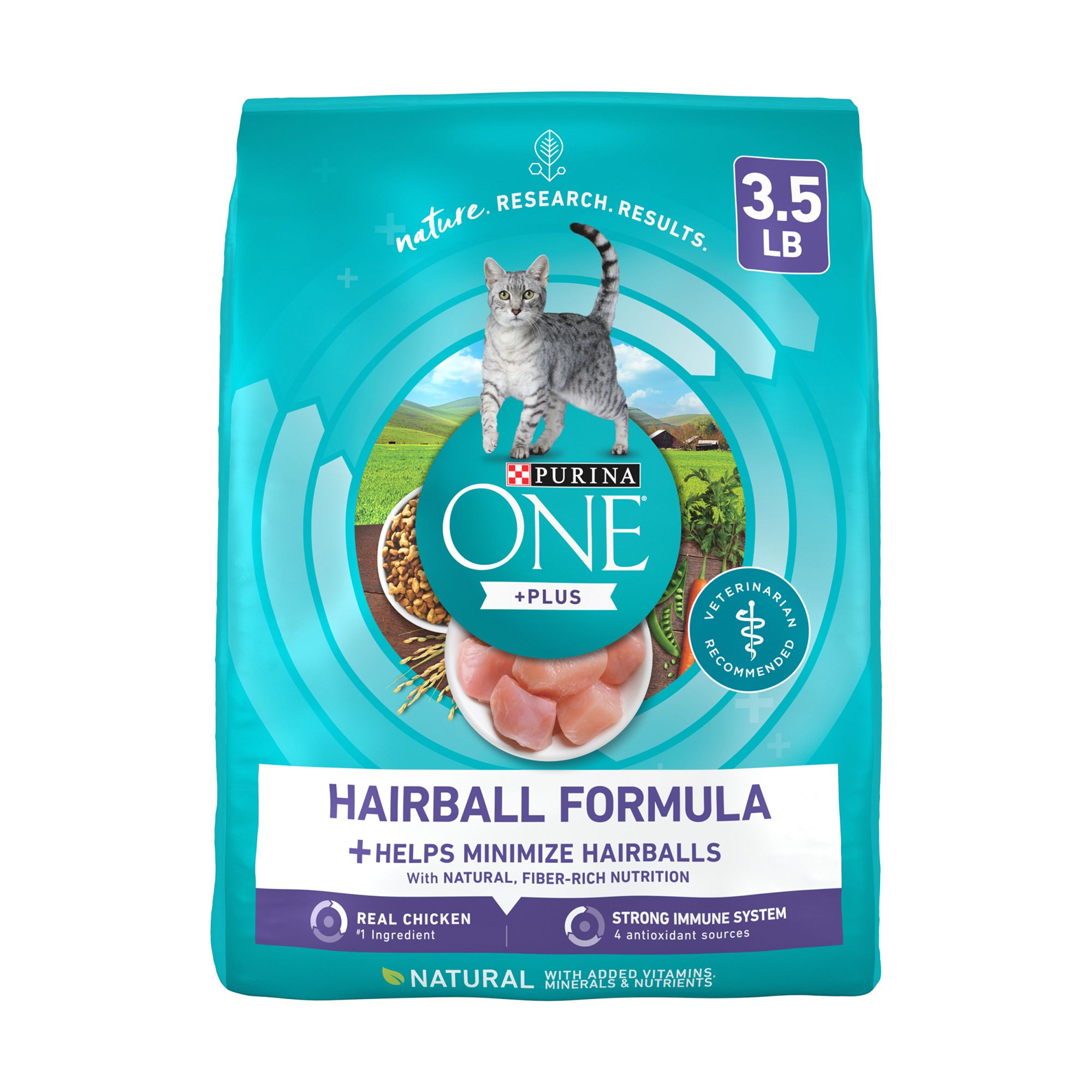 Purina ONE Plus Hairball Formula Adult Cat Dry Food Chicken High Fiber With Vitamins