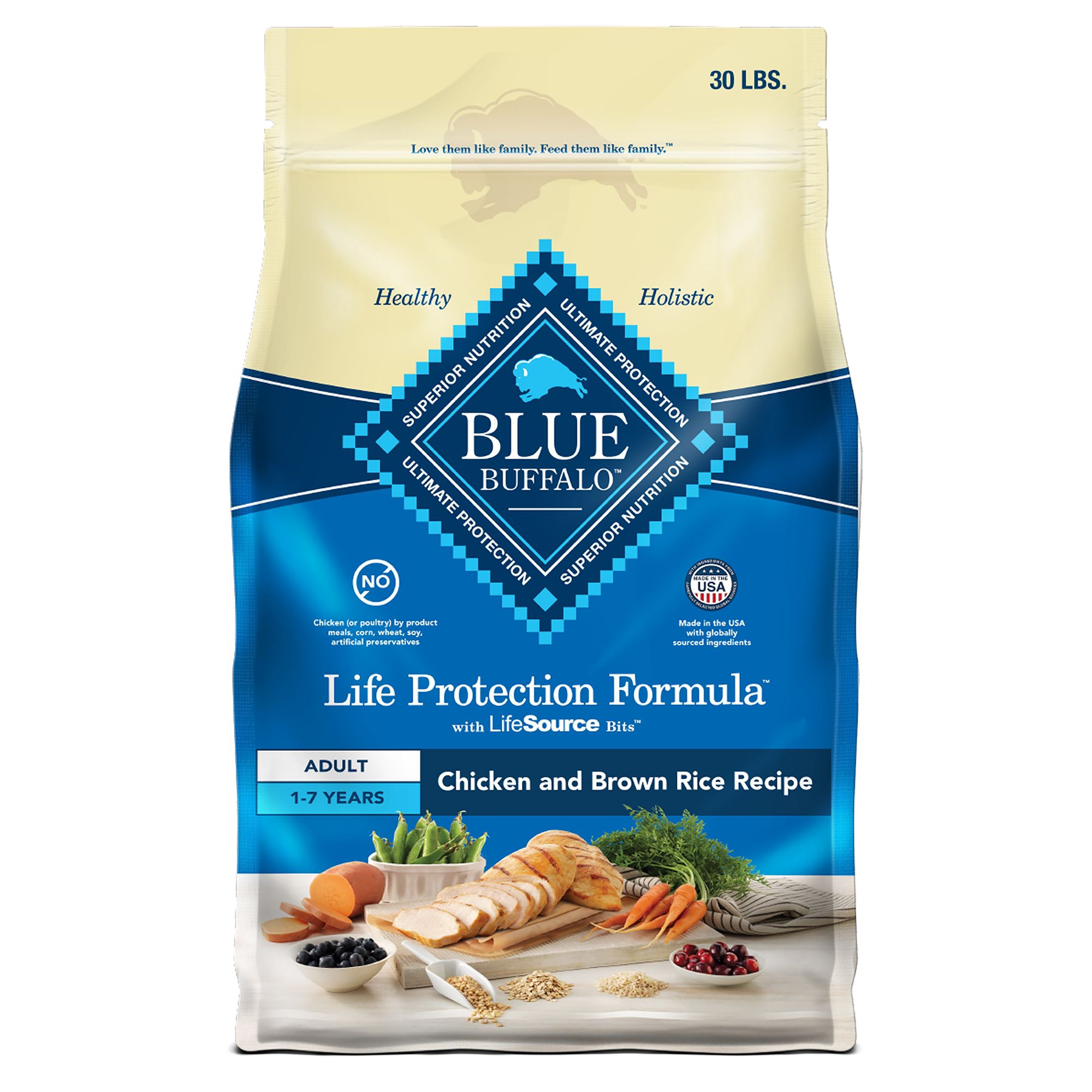 Blue Buffalo Life Protection Formula Natural Adult Dry Dog Food Chicken and Brown Rice 24 lb