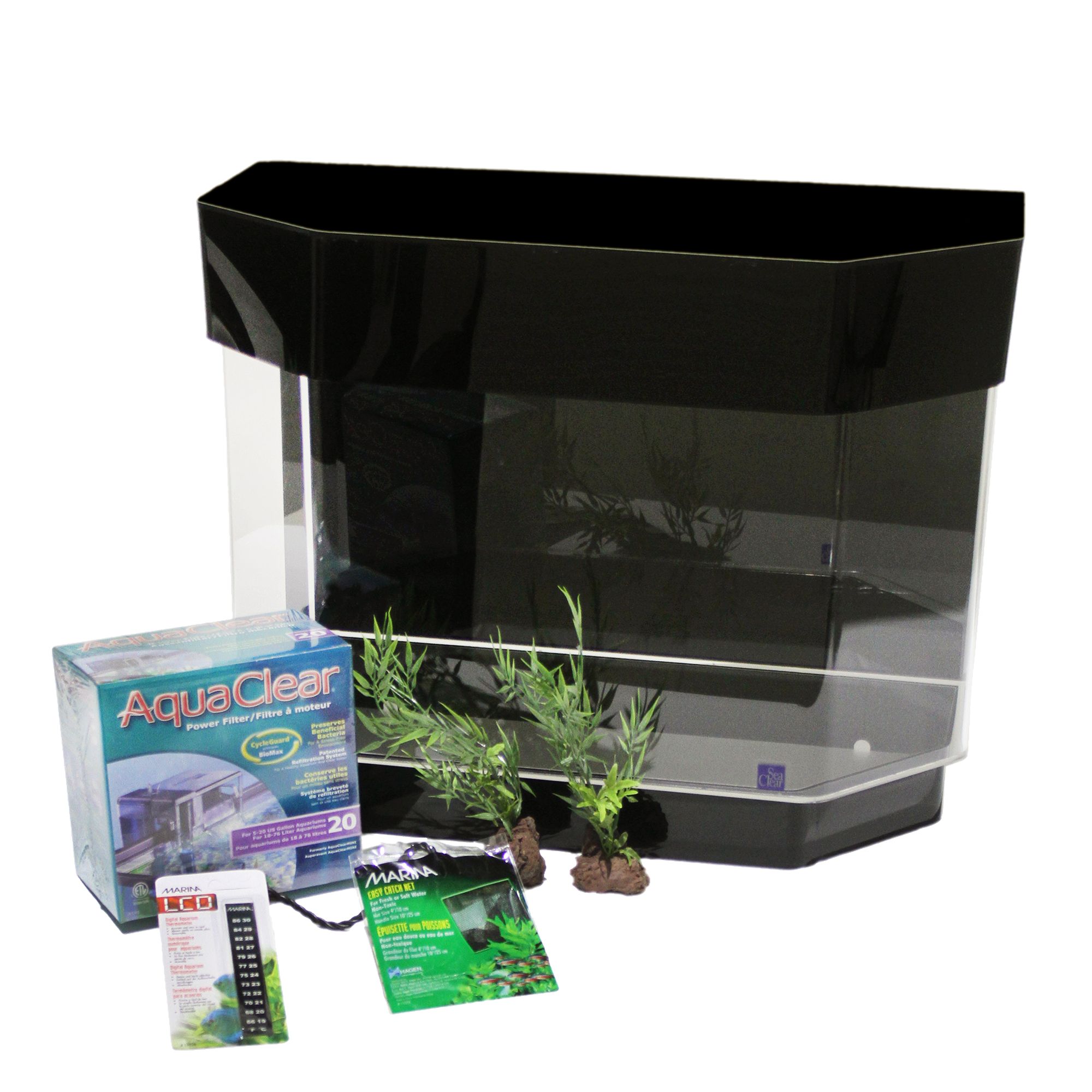 SeaClear 10 Gallon Flat Back Hexagon Aquarium Starter Kit | fish ...