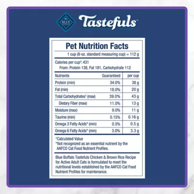 Blue Buffalo Tastefuls Adult Active Cat Dry Food - Natural, Chicken & Brown Rice - Image 8