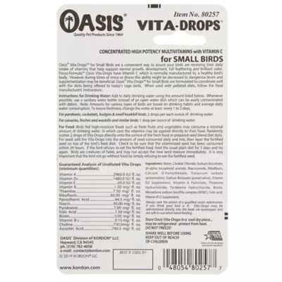 Product Oasis® Vita-Drops™ High Potency Small Bird Daily Multivitamins