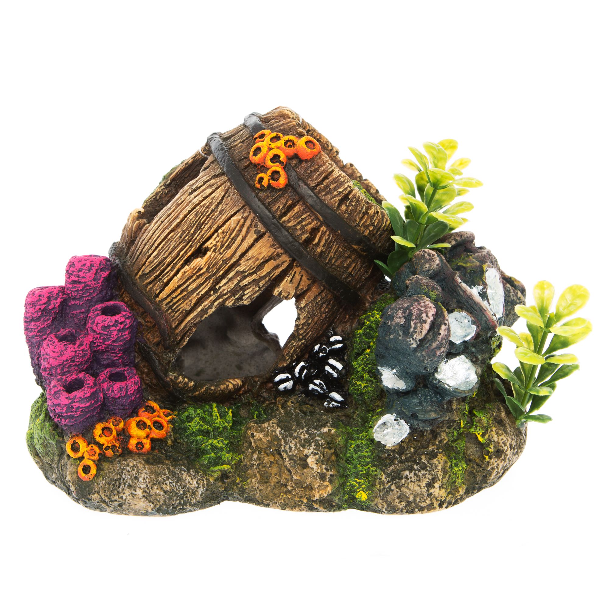 Top Fin Barnacle Barrel Aquarium Ornament