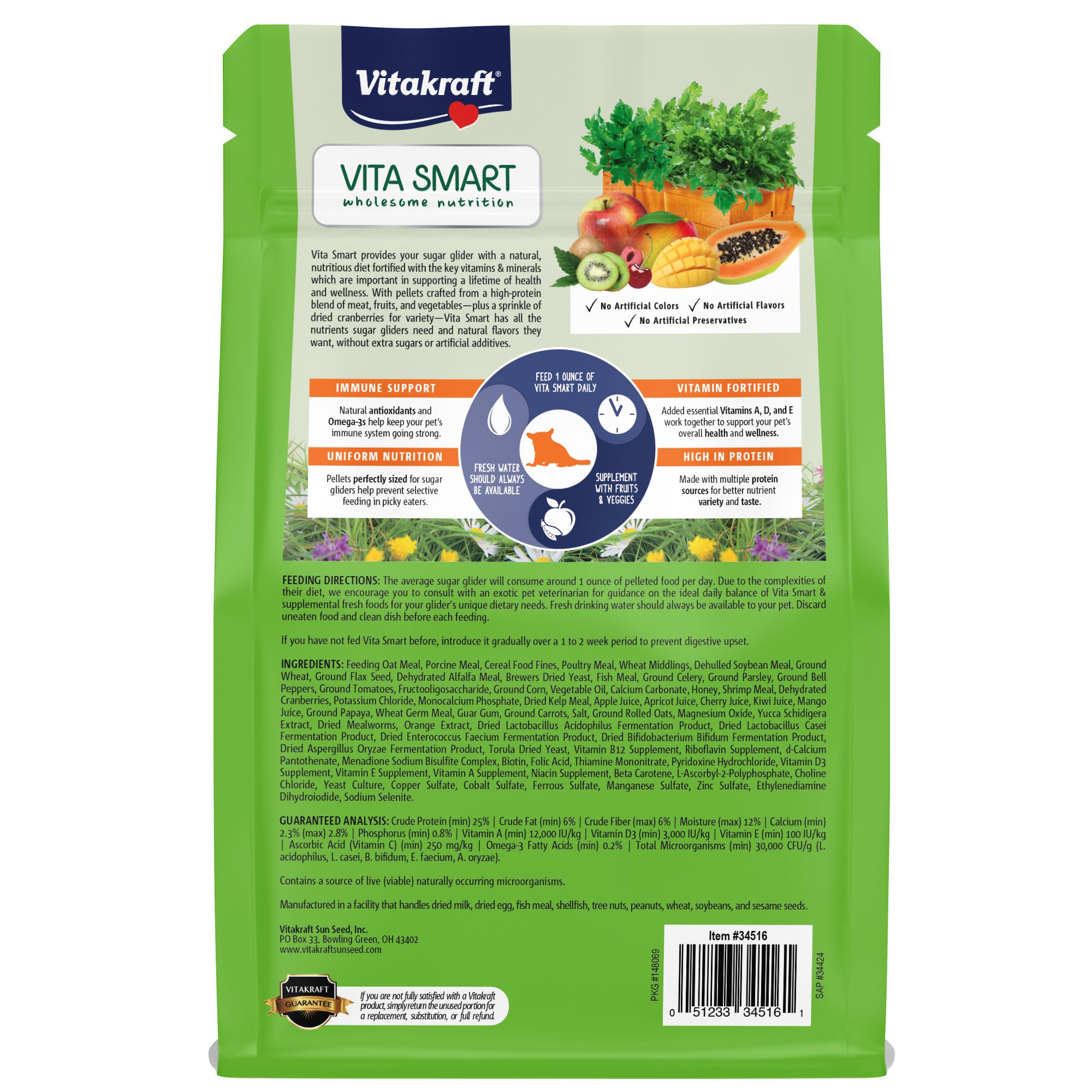 Vitakraft Vitasmart Complete Nutrition Sugar Glider Food Small Pet Food Petsmart