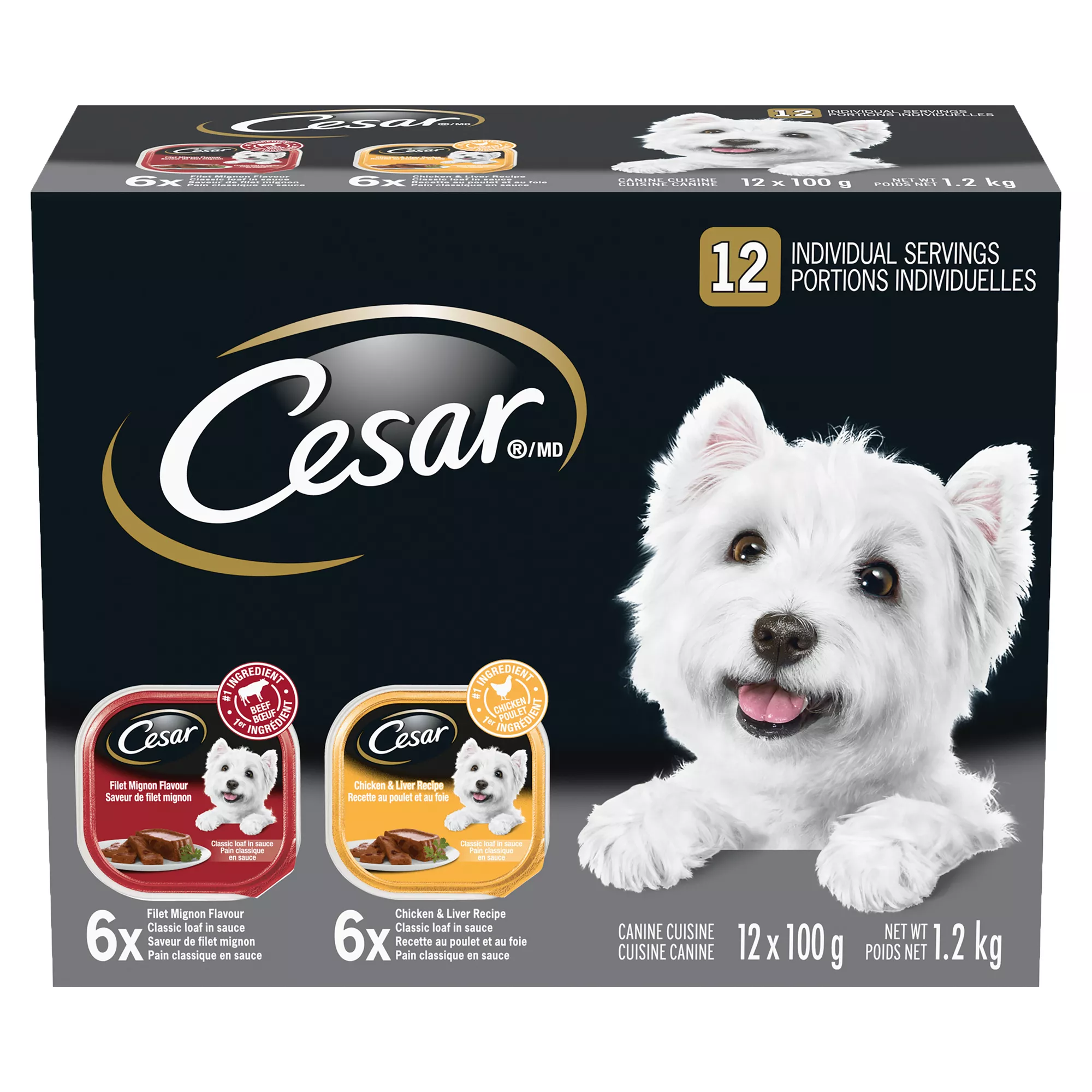 CESAR Classic Loaf In Sauce Entrées Adult Wet Dog Food Variety Pack, 12ct