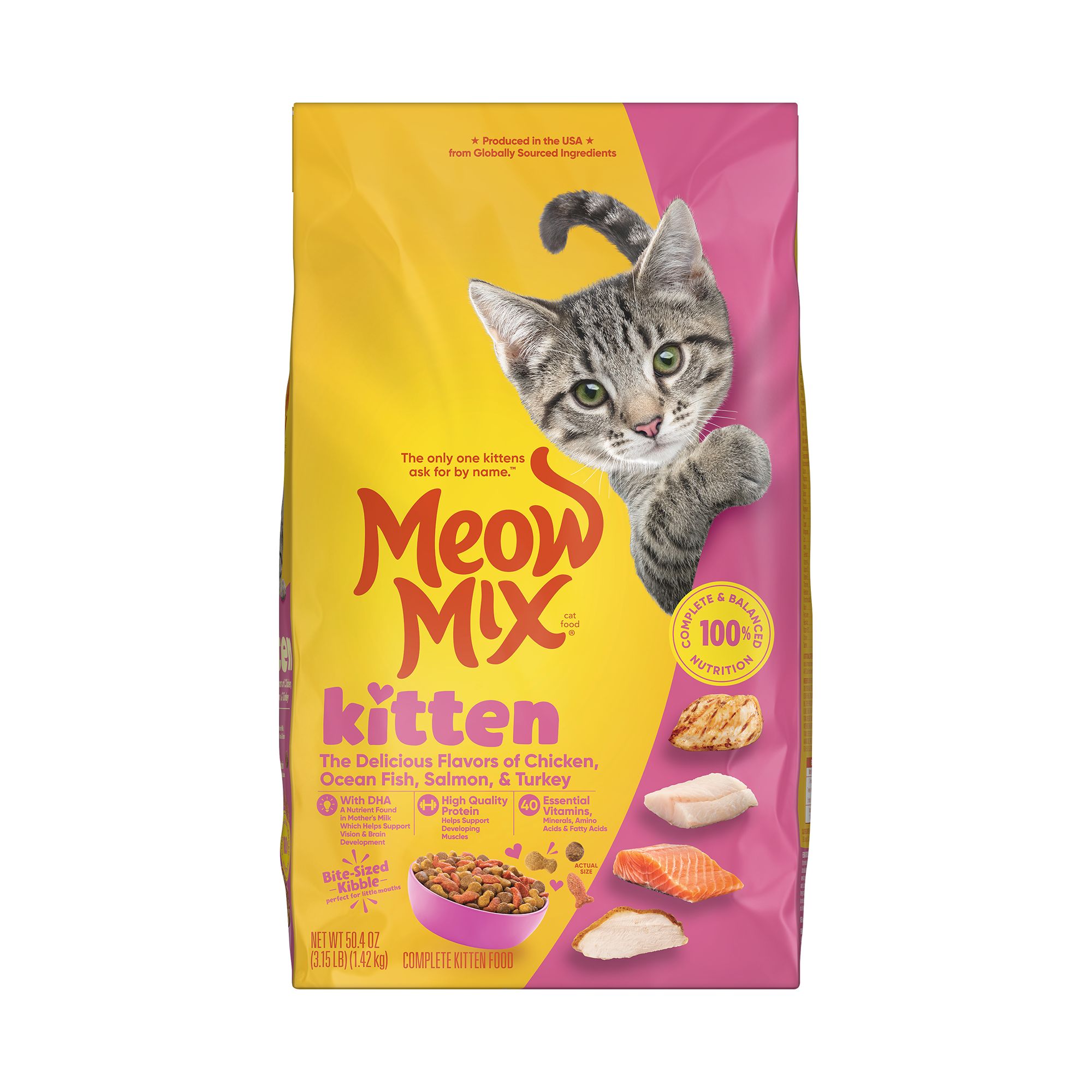 Meow Mix Kitten Li'l Nibbles Dry Cat Food - Chicken, Turkey, Salmon, Ocean Fish