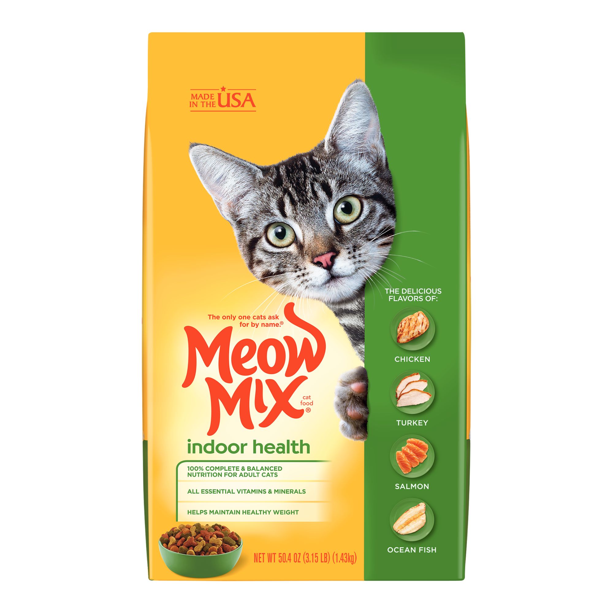 Meow Mix Indoor Dry Cat Food Adult - Chicken, Turkey, Salmon, Ocean Fish