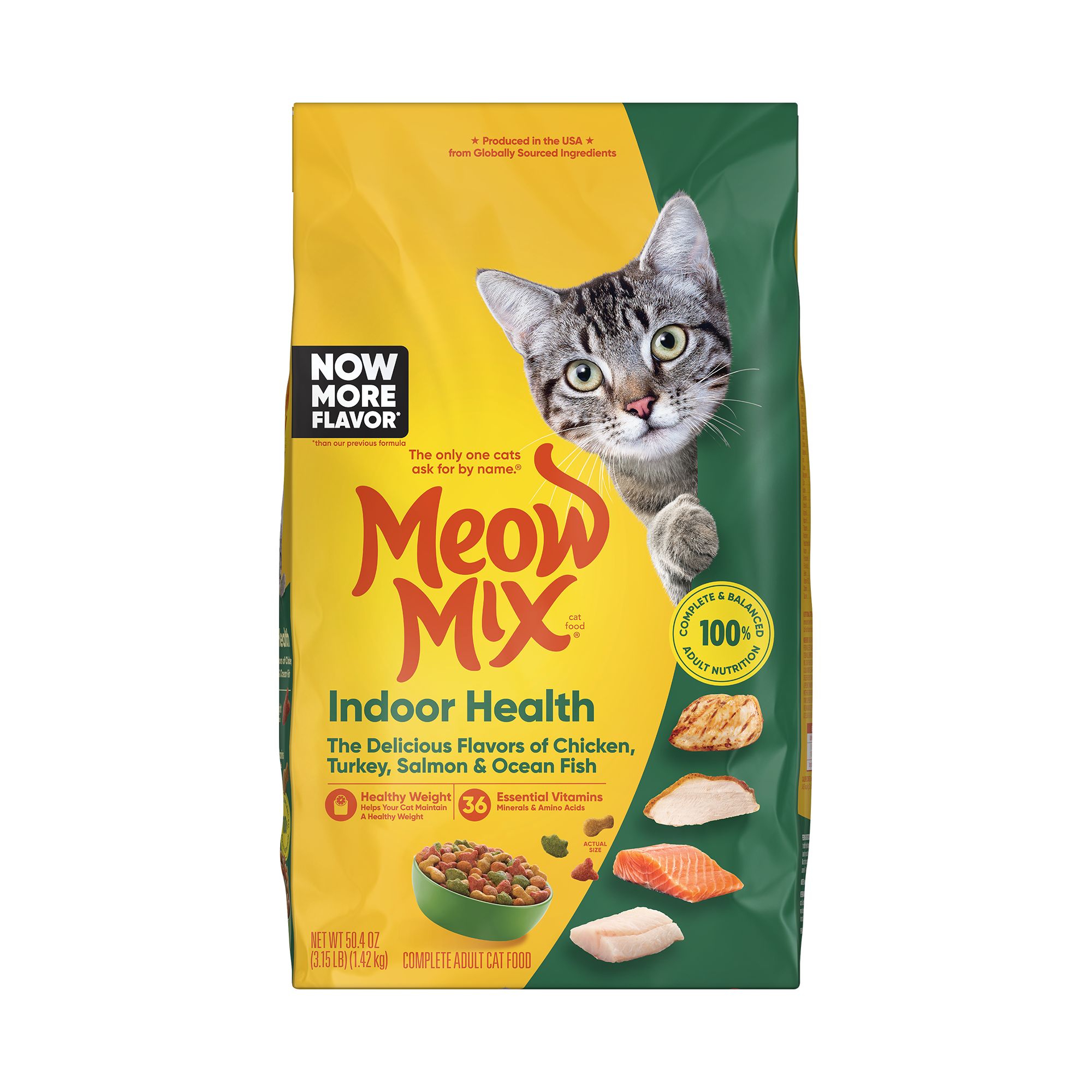 Meow Mix Indoor Dry Cat Food Adult Chicken Turkey Salmon