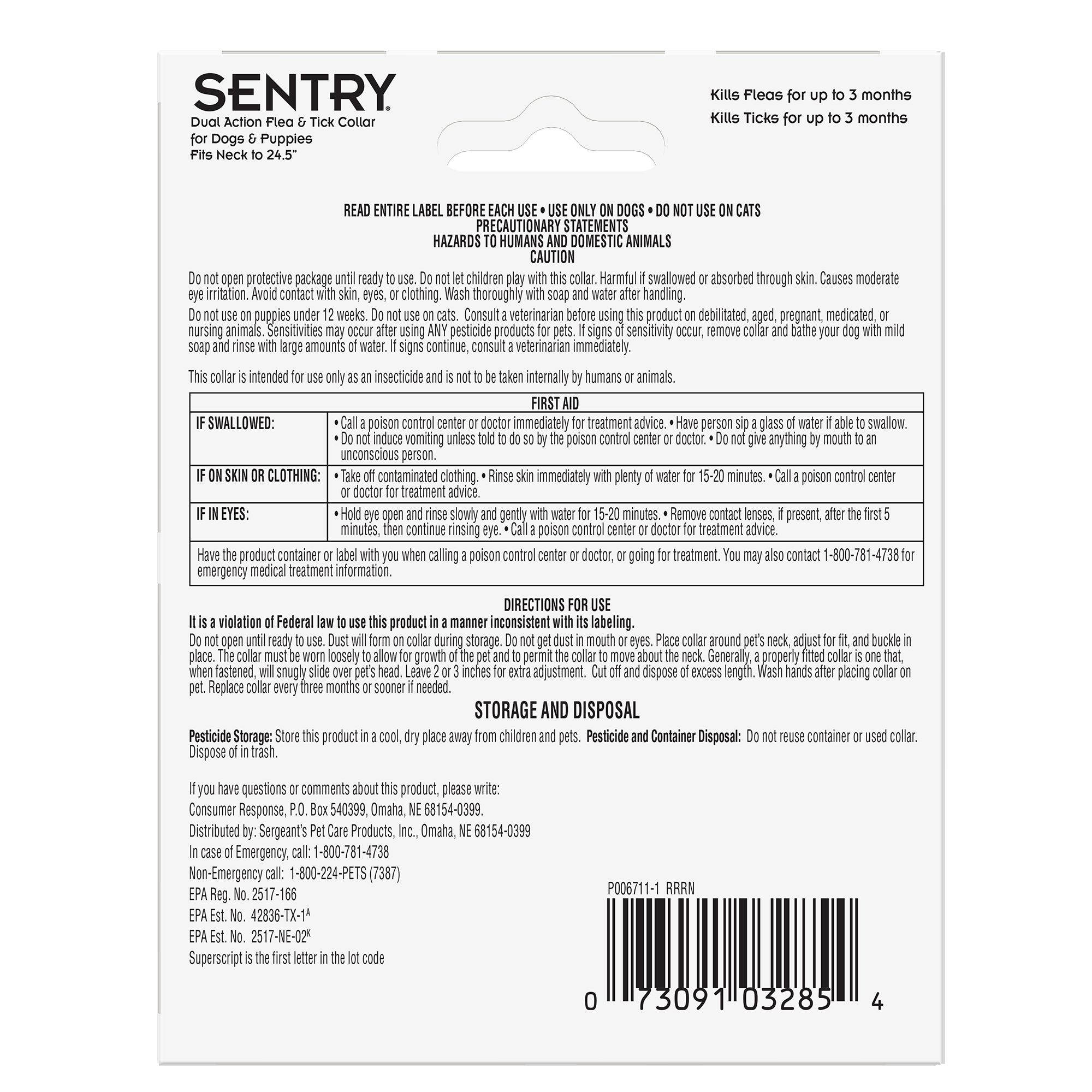 sergeant's dual action flea collar for dogs