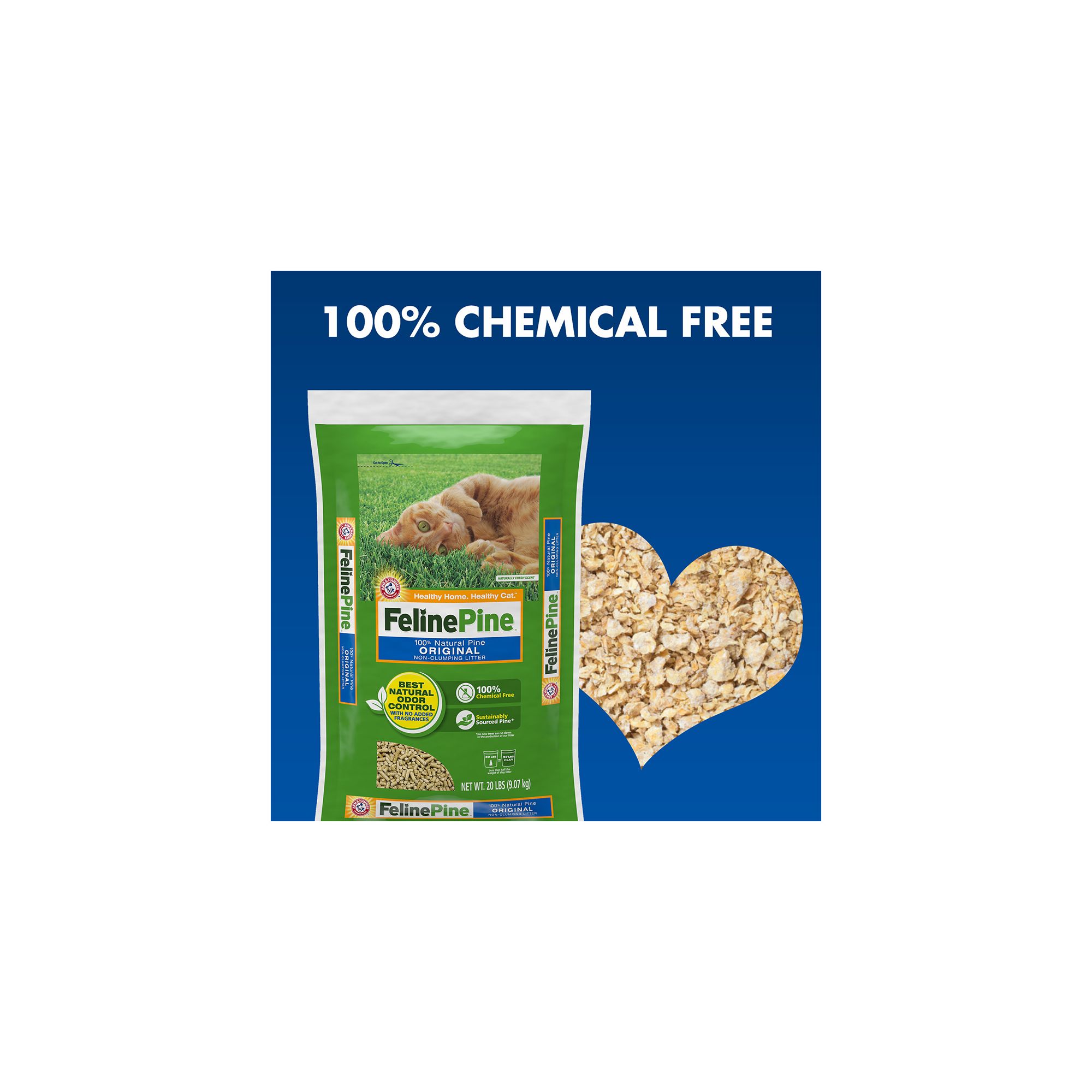 Feline Pine Non-Clumping Pine Cat Litter - Scented, Low Dust, Natural - thumbnail 3