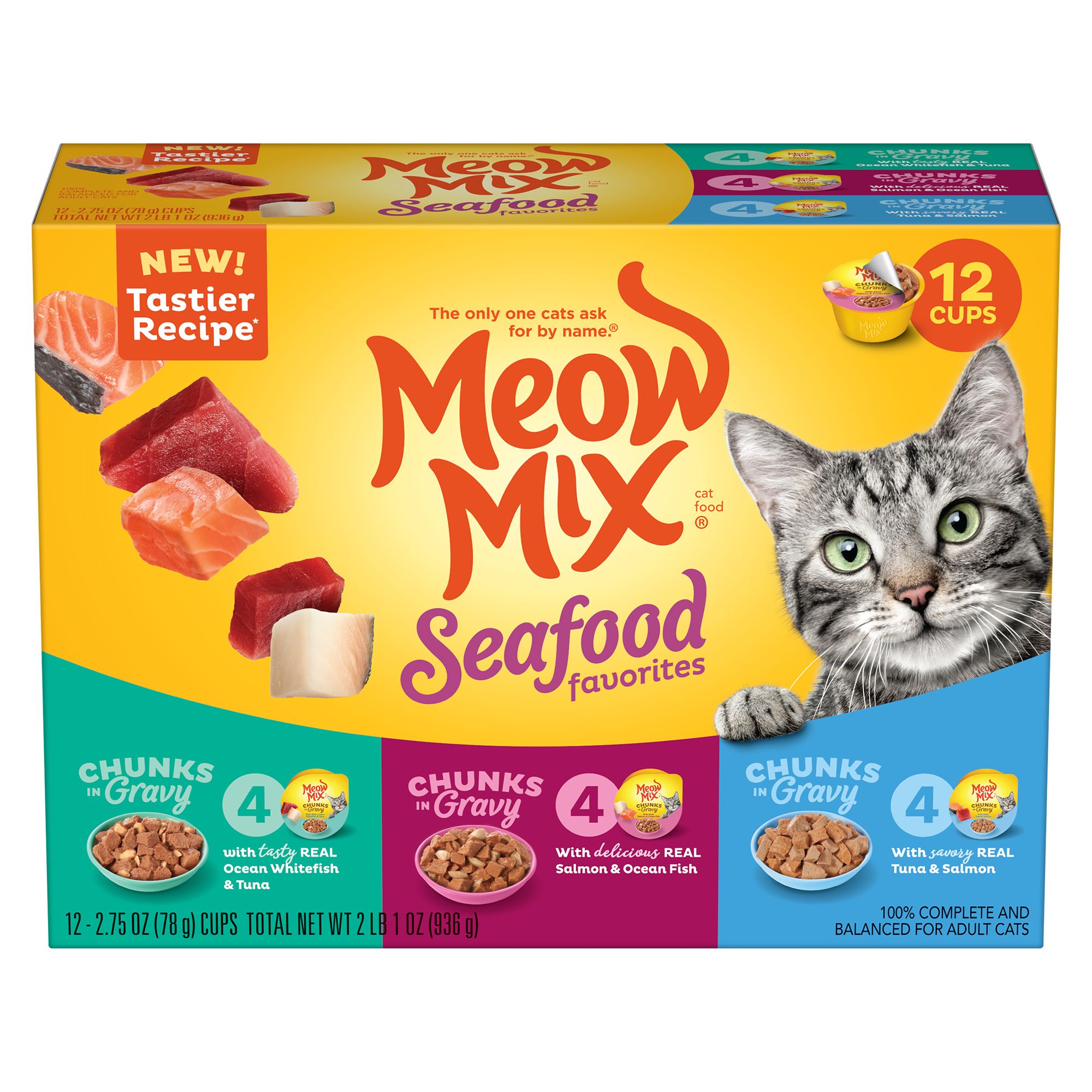 Meow Mix Wet Cat Food Adult - Ocean Whitefish, Tuna, Salmon