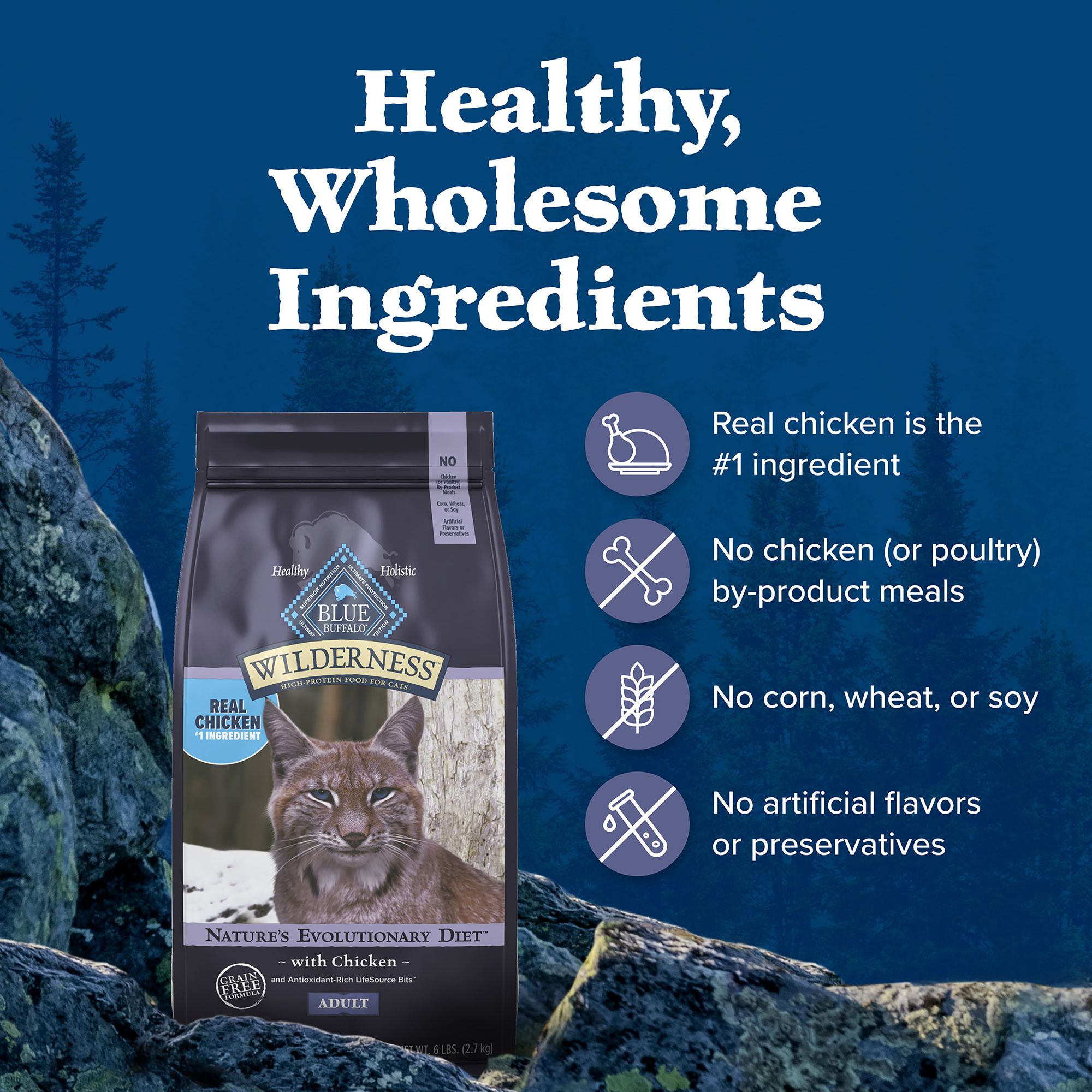 Blue Buffalo Wilderness Adult Dry Cat Food Grain Free Chicken