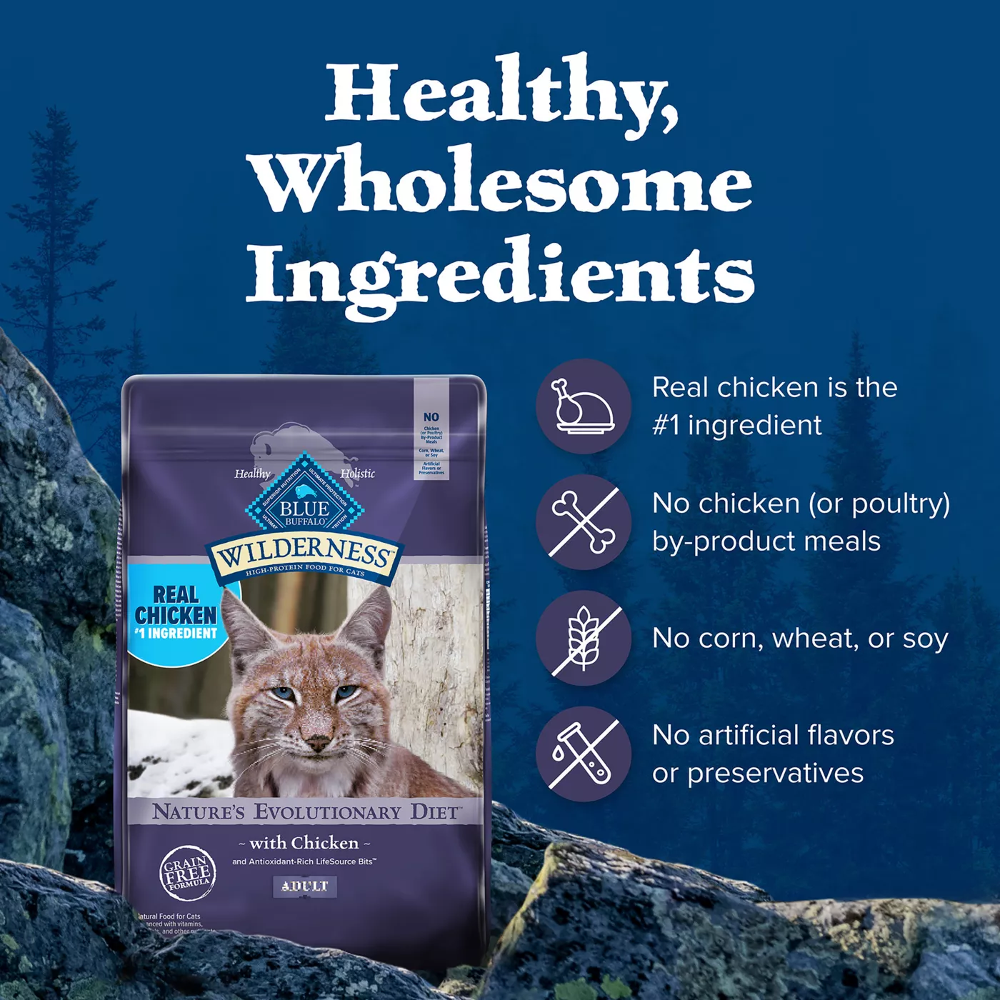 Blue Buffalo Wilderness Adult Dry Cat Food Grain Free Chicken