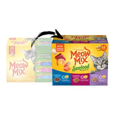 Product Meow Mix Wet Cat Food All Ages - Tuna, Shrimp, Salmon, Ocean Fish, Crab - Variety Pack, 24 CT, 66 OZ