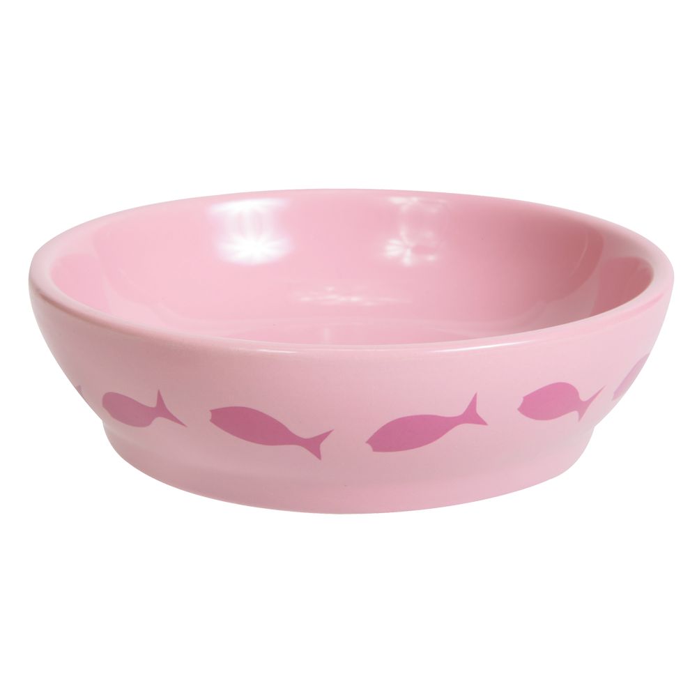 pink cat food bowls