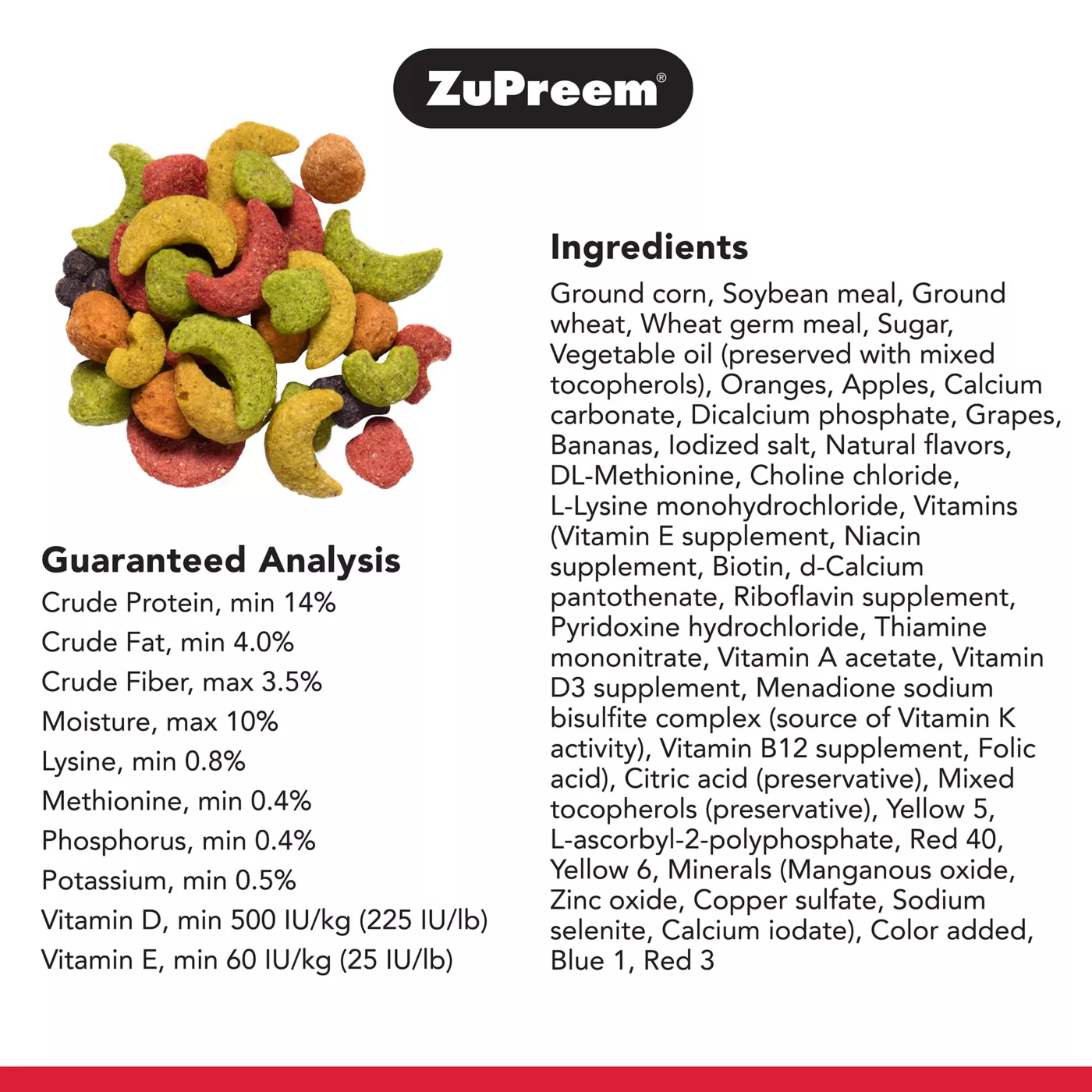 Product ZuPreem® FruitBlend Large Bird Food