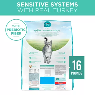 Product Purina ONE® +Plus Sensitive Skin & Stomach Adult Cat Dry Food - Turkey, High-Protein, Natural