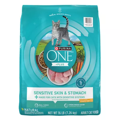 Product Purina ONE® +Plus Sensitive Skin & Stomach Adult Cat Dry Food - Turkey, High-Protein, Natural