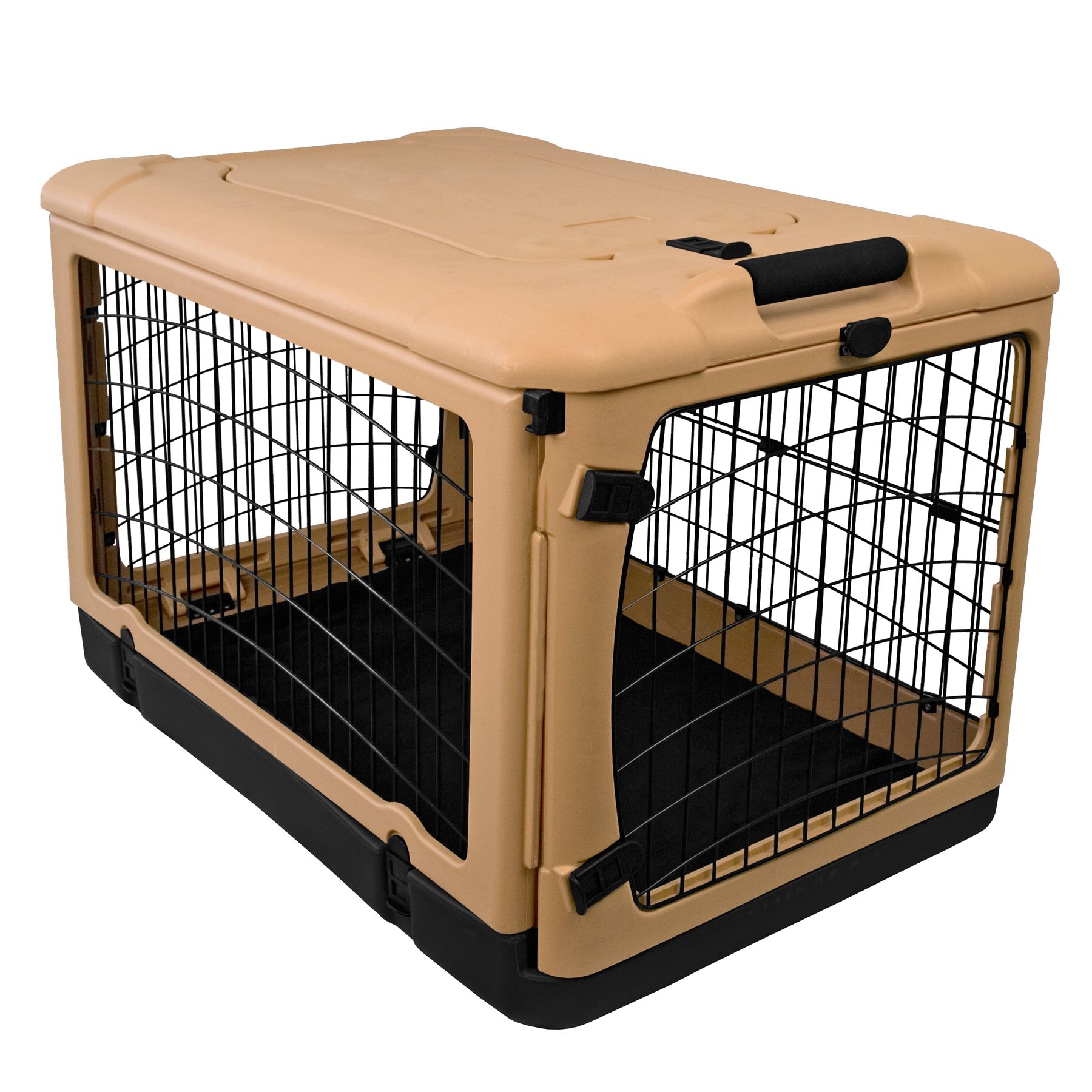 Chocolate Pet Gear “The Other Door” 4 Door Steel Crate with Plush Bed 27-Inch Travel Bag for Cats/Dogs 