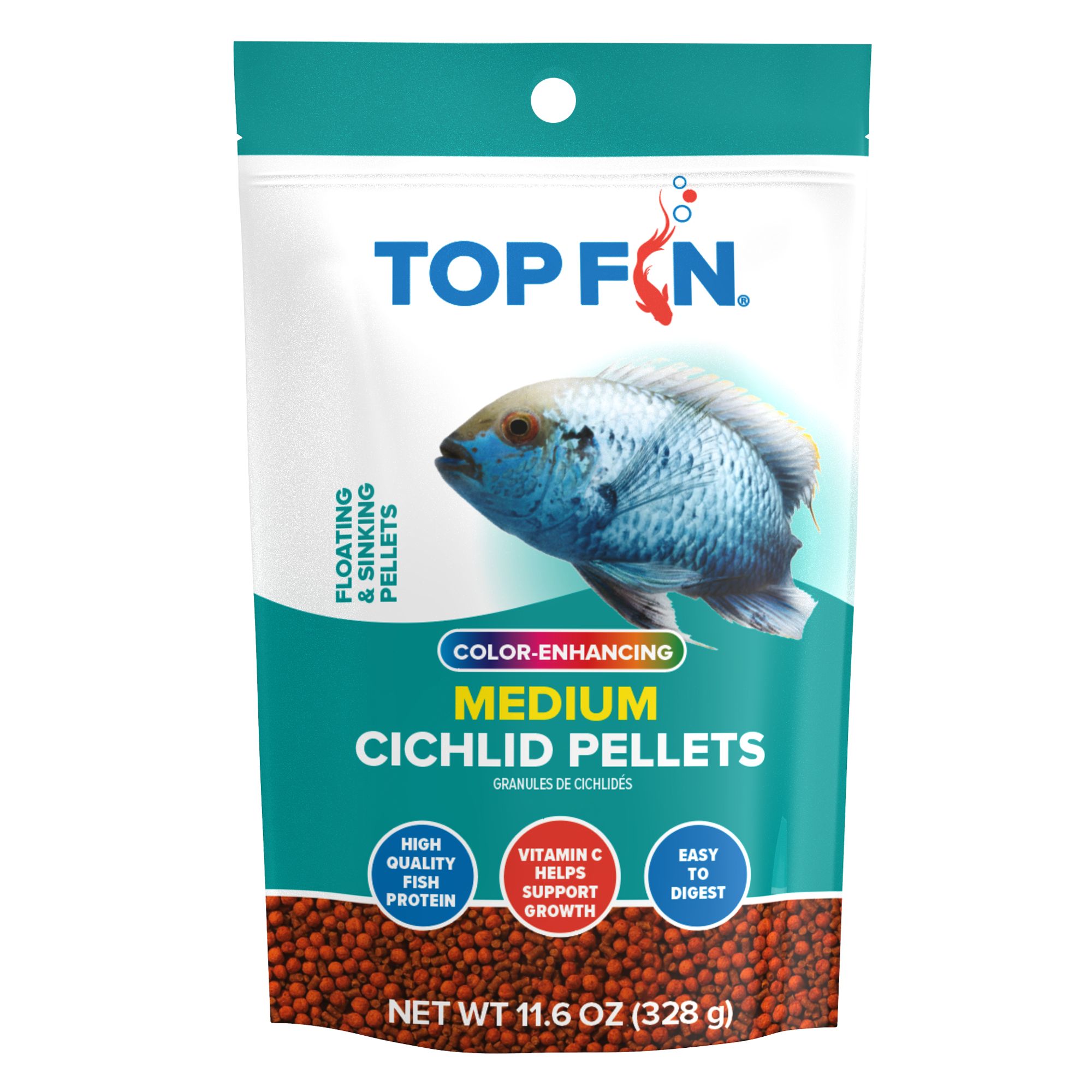 Top Fin® Cichilid Color Enhancing Medium Pellets Fish Food fish Food