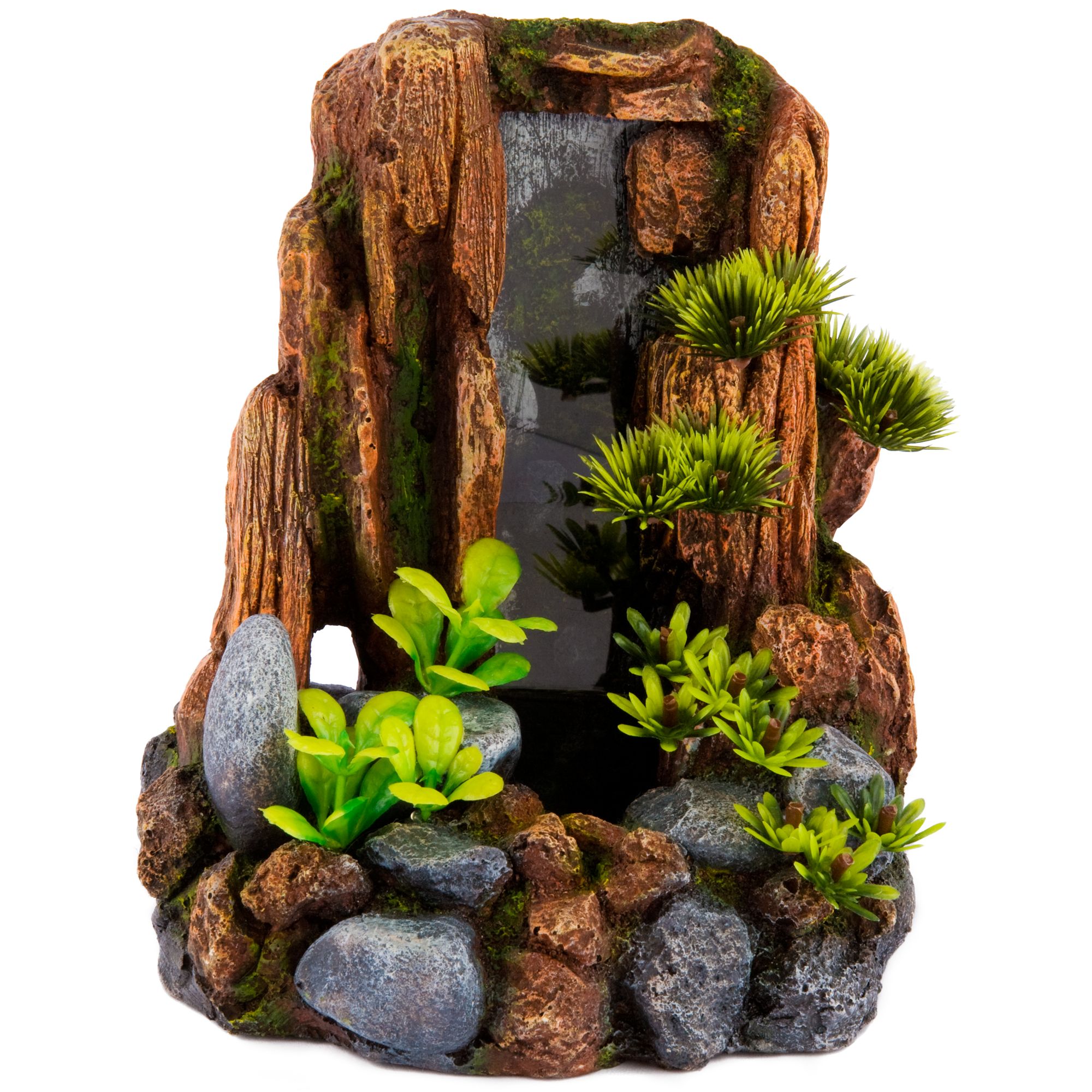 Mountain cliff 2025 waterfall aquarium ornament