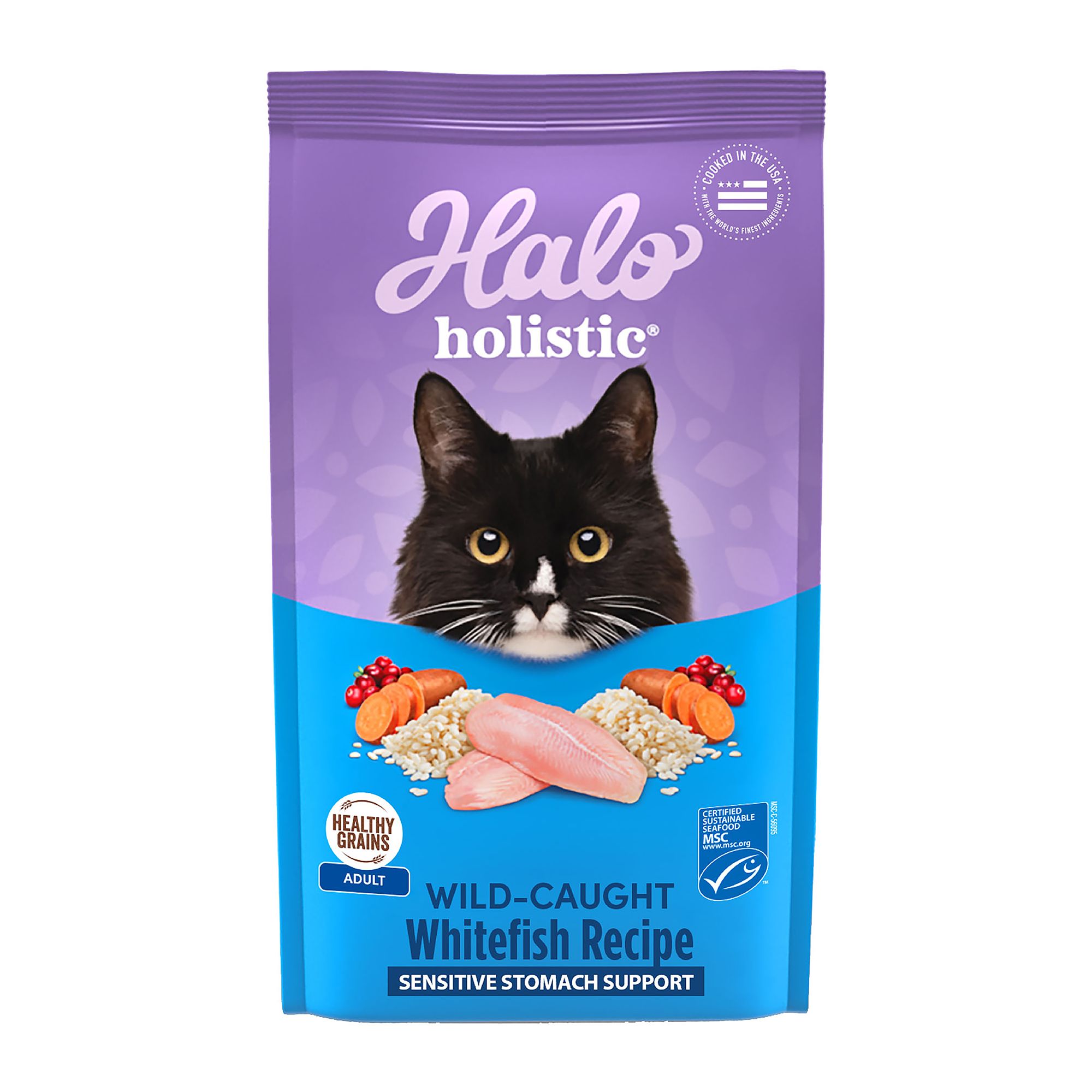 HALO DreamCoat Sensitive Stomach Cat Food Natural Holistic Seafood Medley