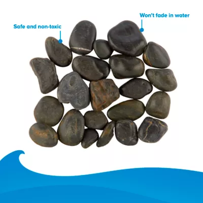 Top Fin® River Rock Aquarium Décor - Black - Aquarium Stones - Fish Tank Decor - 16 oz - Image 3