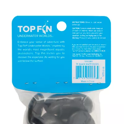 Top Fin® River Rock Aquarium Décor - Black - Aquarium Stones - Fish Tank Decor - 16 oz - Image 7