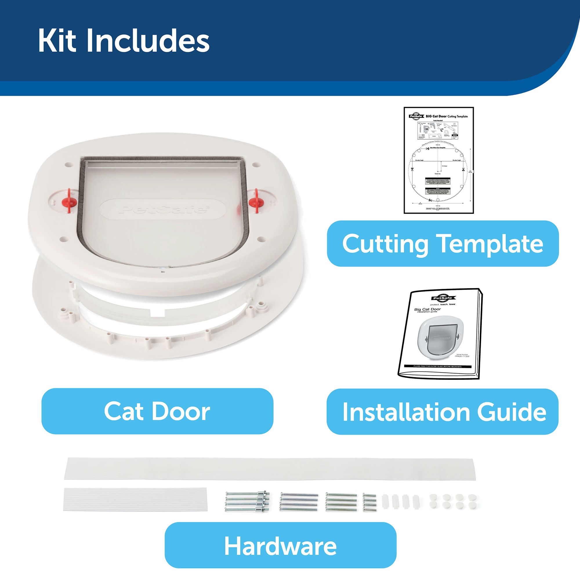 PetSafe Big Cat 4Way Locking Cat Flap Easy Install Hardware Kit Included