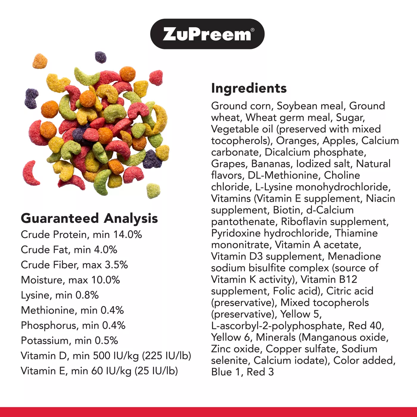 Product ZuPreem® FruitBlend Medium Bird Food