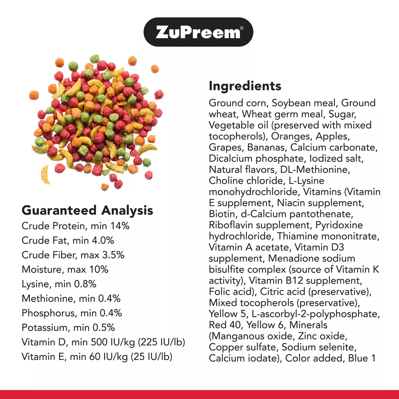 Product ZuPreem® FruitBlend Medium Bird Food