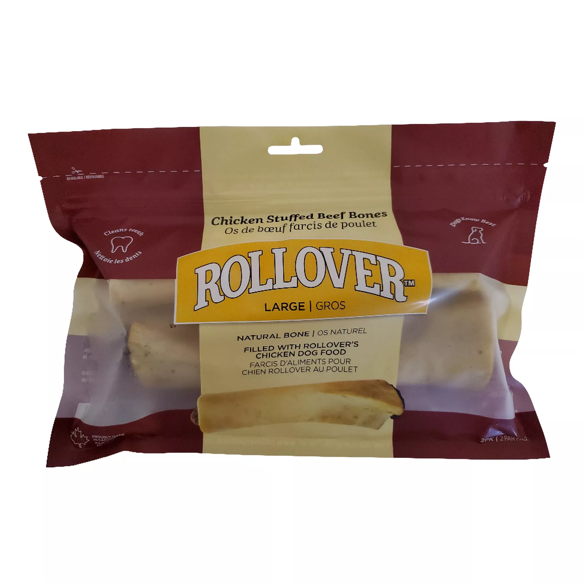 Rollover Stuffed Beef Bones Premium Dog Treats