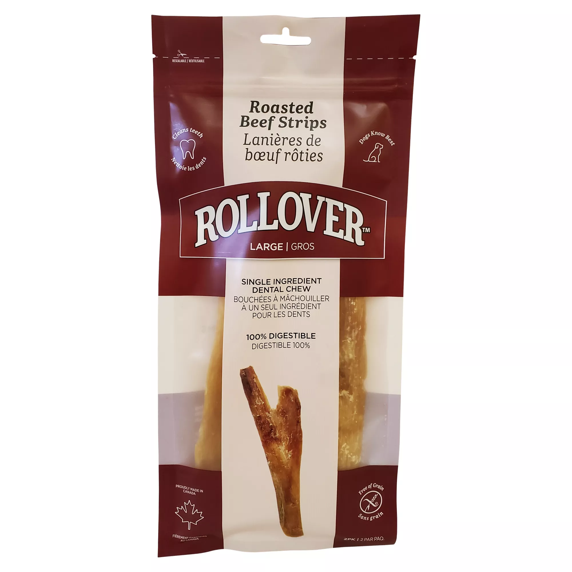 Rollover Roasted Beef Strips Premium Dog Treats