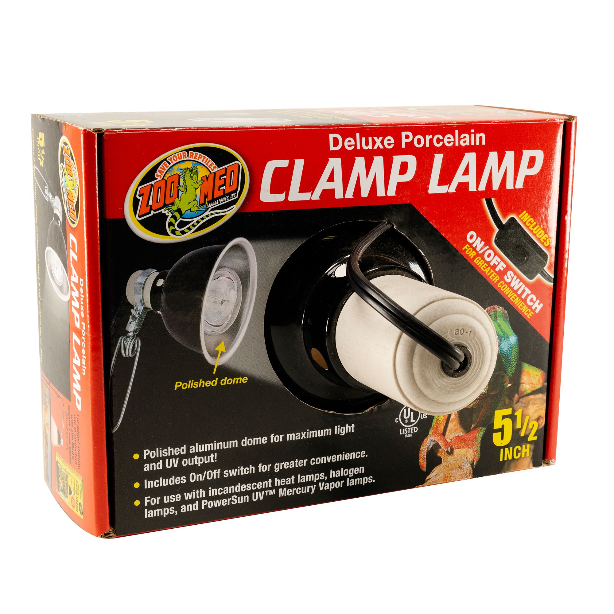 Zoo Med Reptile Deluxe Porcelain Clamp Lamp Terrarium Clamp Light Fixture - 5.5 in - thumbnail 2