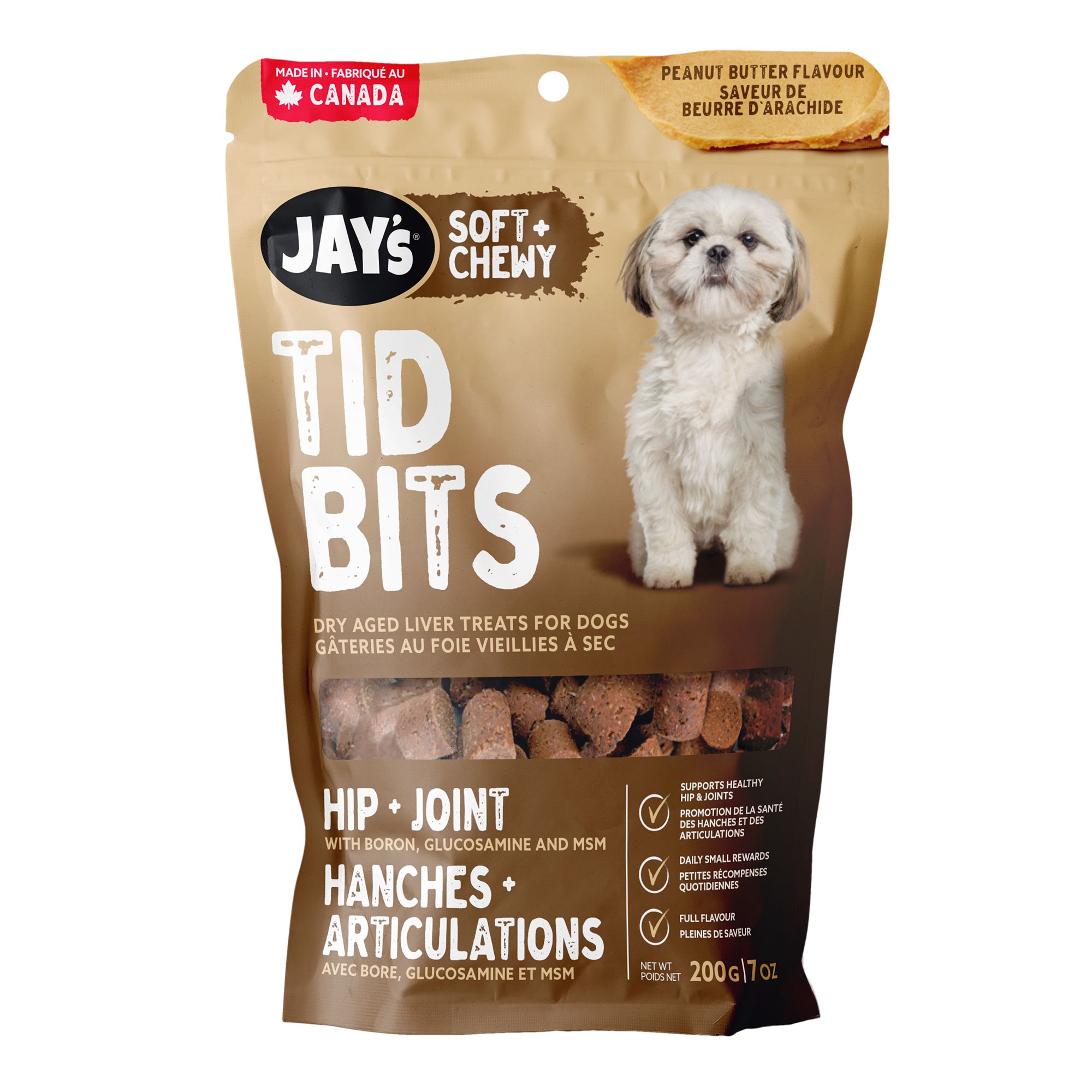 Jay's Tid Bits Hip & Joint Sof & Chewy Dog Treats - Peanut Butter