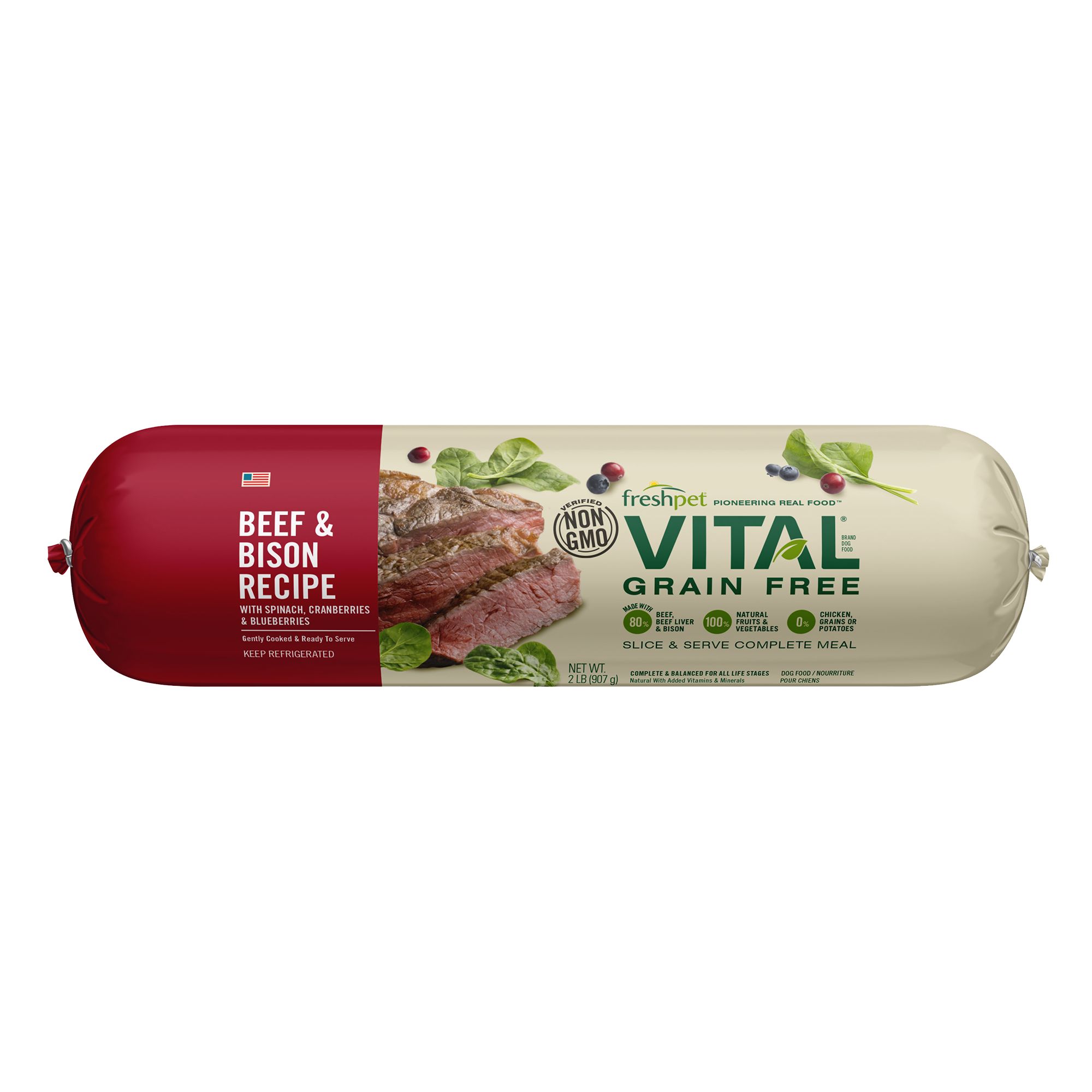 Freshpet Vital Grain Free Beef Bison Adult Dog Food dog