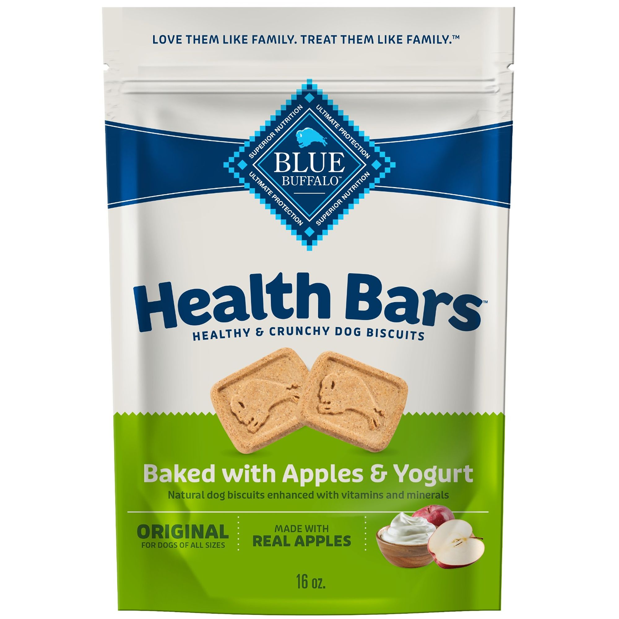 Blue Buffalo Health Bars Apples Yogurt Dog Biscuits 16 oz